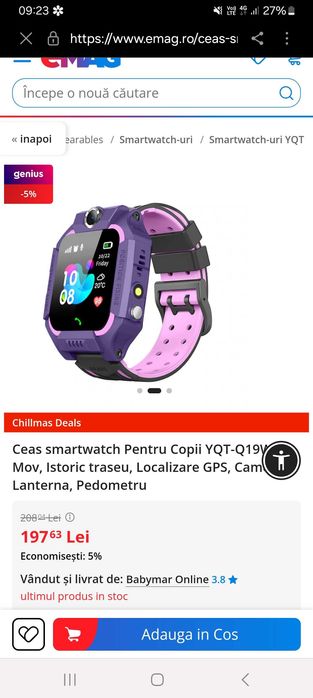 Vand ceas smartwatch copii
