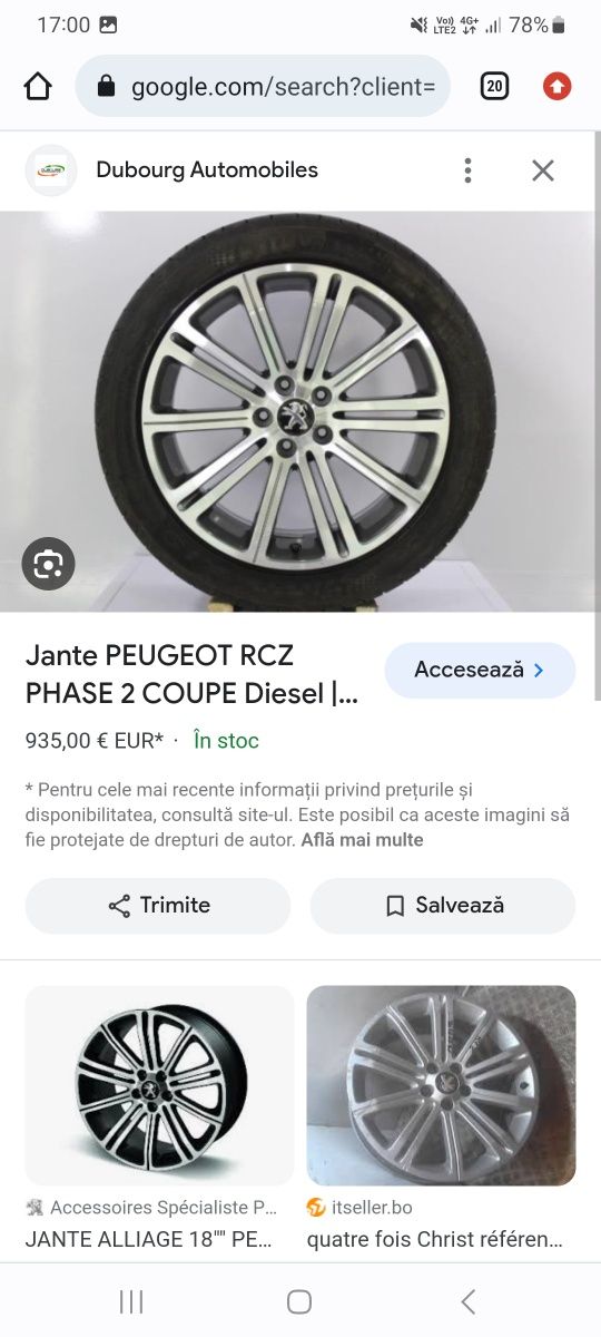 Jante Peugeot RCZ 5x108