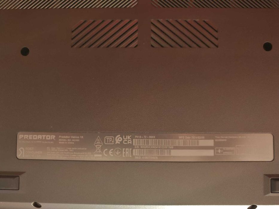 Laptop ACER PREDATOR PH18-72 I9-14900HX, RTX 4090, 32GB, 1TB + 512GB