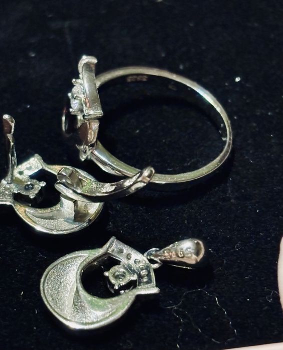 Set din argint cu zirconiu SI email