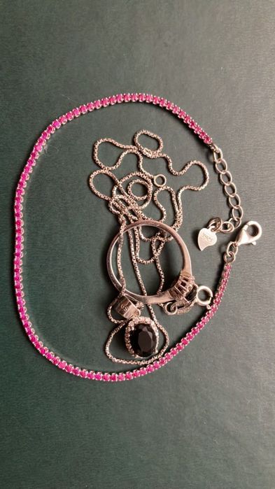 Colier Swarovski+Victoria’sSecret+ brățară argint+lant+inel argint