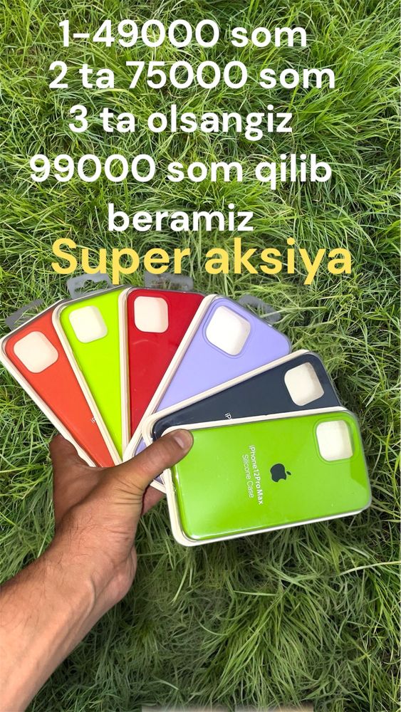 Iphone selikon chehollar siz xahlagan rangidan bor.iphone 12prodan,16
