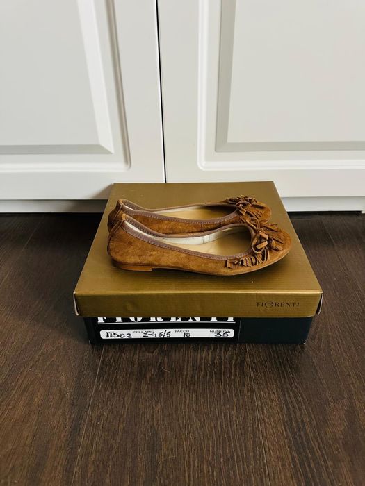 Balerini / pantofi  maro , din piele intoarsa , numarul 36