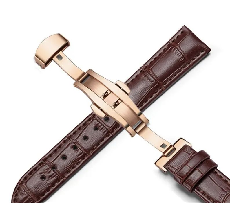 Curea din piele 18 mm sigilata cu catarama stil fluture pentru ceas