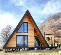 Cabana stil A Frame si casa din structura de lemn de vanzare, comanda