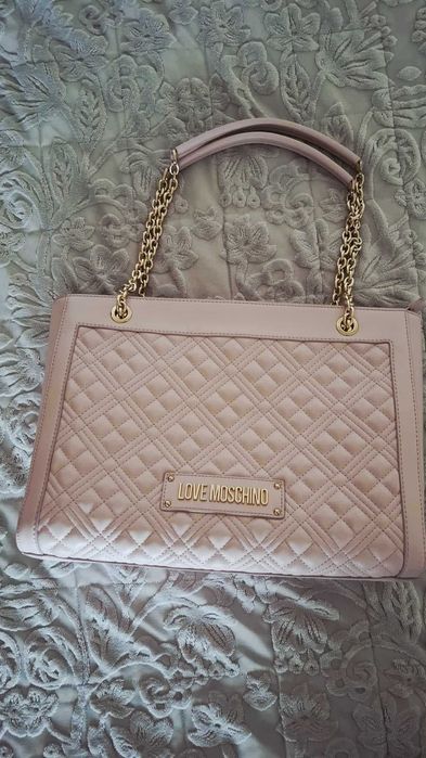 LOVE MOSCHINO Дамска чанта, оригинална, светло розова, НОВА