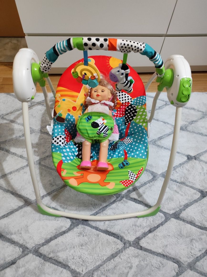 Музикална люлка - шезлонг, Honey Baby, Арка с играчки, 55 х 70 см