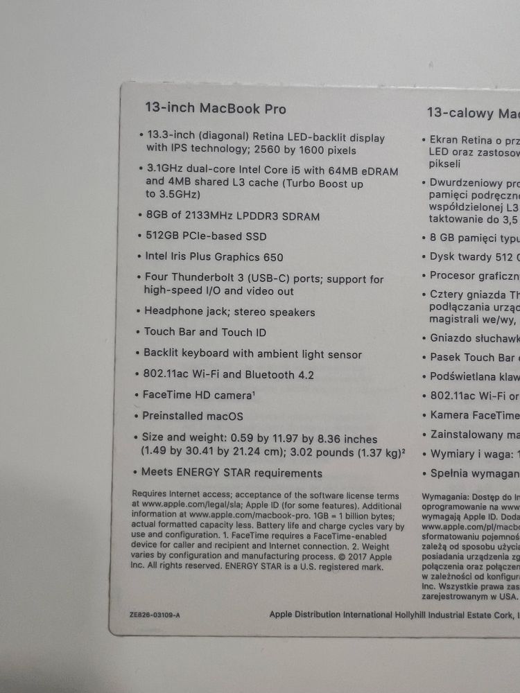 Macbook Pro 13 inch 2017