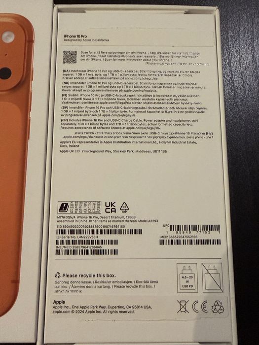 Iphone 16Pro 128 gb Desert Titanium Baterie 92%