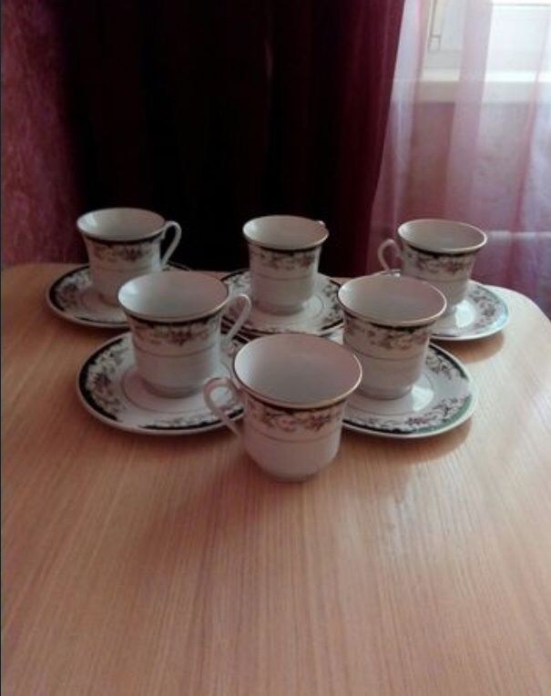 Чайный кофейный сервиз набор кружки чашки блюдца
