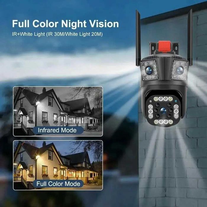 Camera tripla wifi, 16 mp,  10X + card 64 Gb, 4K, PTZ, waterproof.