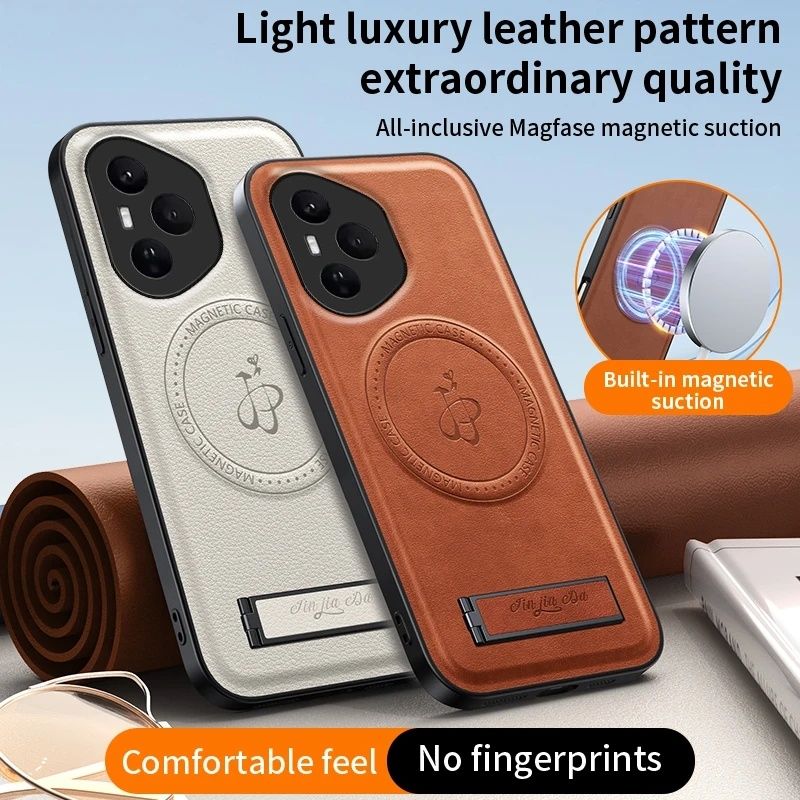 Honor 400 400 Pro / LEATHER MAGSAFE Кожен кейс гръб със стойка