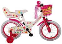 Bicicleta pentru fete Ashley, 14 inch, culoare alb/roz, frana de mana