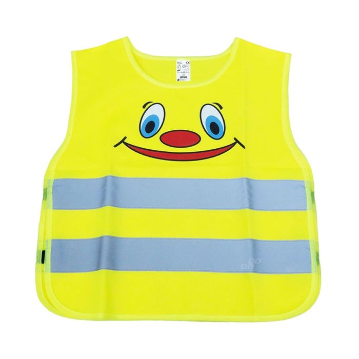 детска жълта светлоотразителна жилетка със сертификат amio-01737
