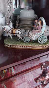 Шикарная статуэтка карета с лошадьми  Италия