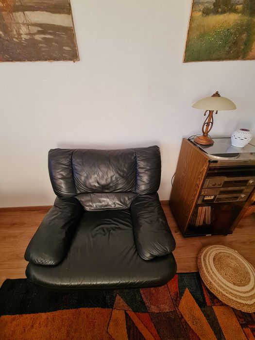 Canapea extensibilă +2 fotolii (piele naturală)
