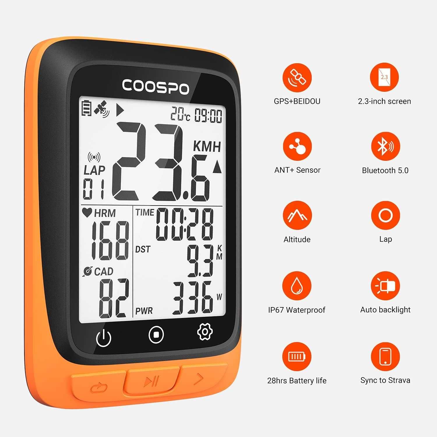 Coospo GPS вело- компютър с Bluetooth/ANT+