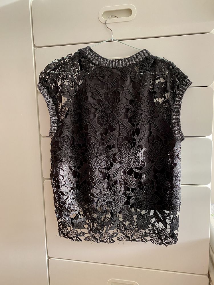 Bluza Zara dama neagra dantela, masura M/L