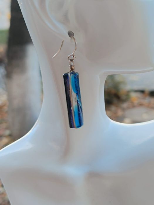 Cercei artizanali din sticla dichroica, Alaska, argint 925