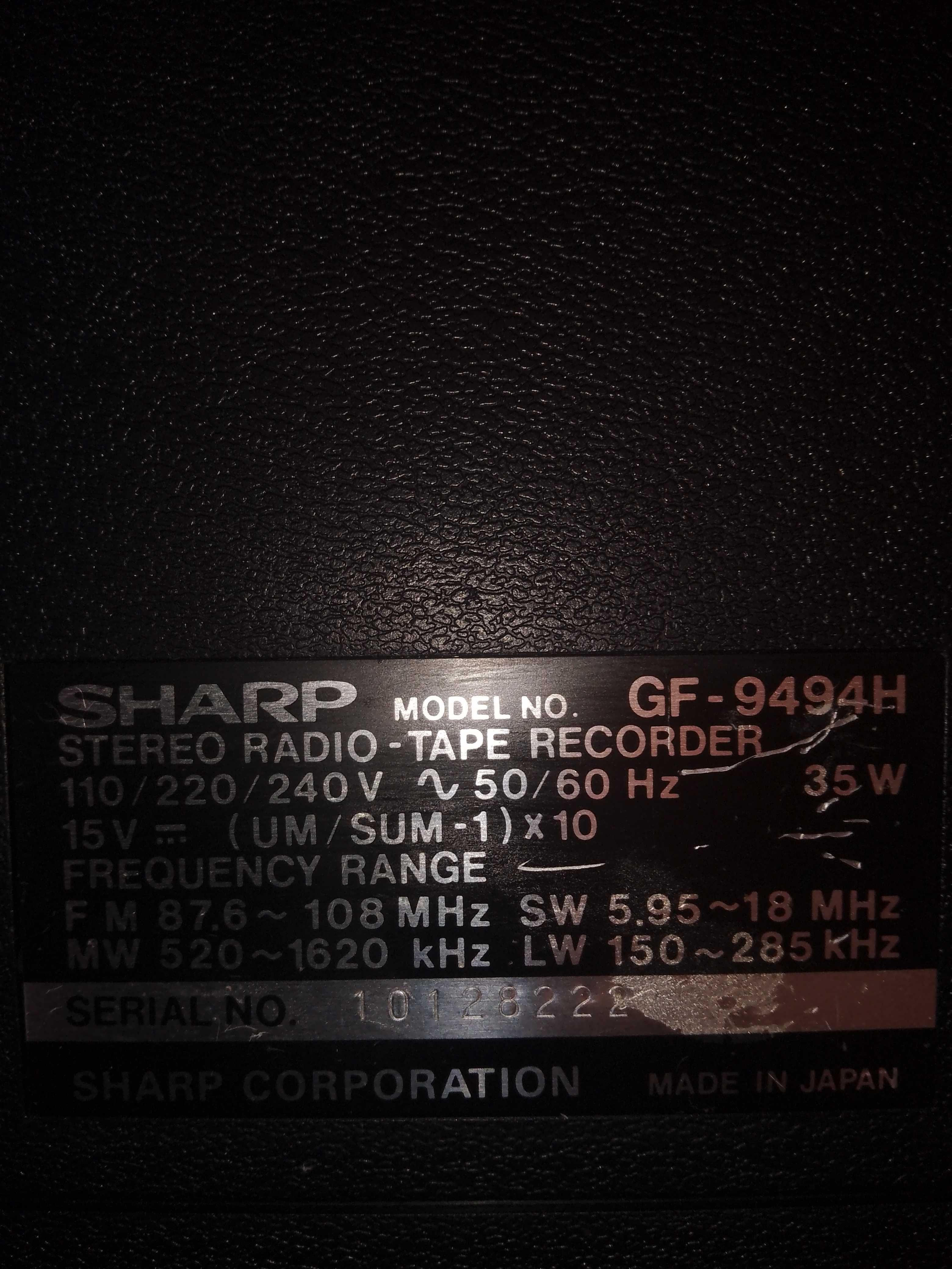 Boombox, radio casetofon SHARP GF 9494, original, vand/schimb.