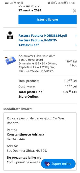 Vand havorboard baterie noua