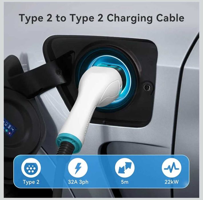 EVPEIWE 22KW 32A Кабел за зареждане на електрически автомобили тип 2