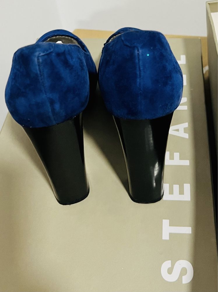 Pantofi de piele culoare albastru regal