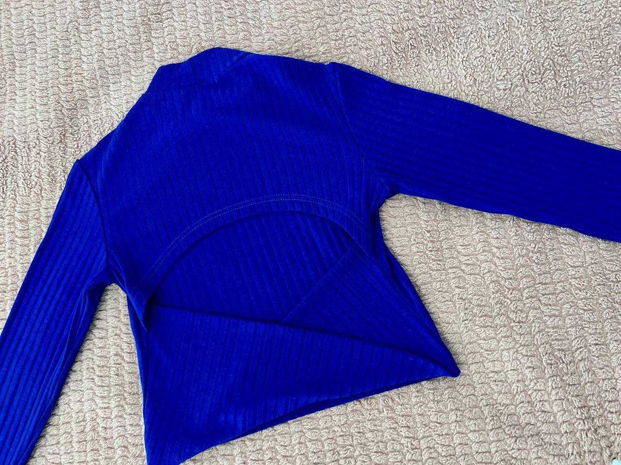 ZARA Pulover crop din tricot cu maneci umflate