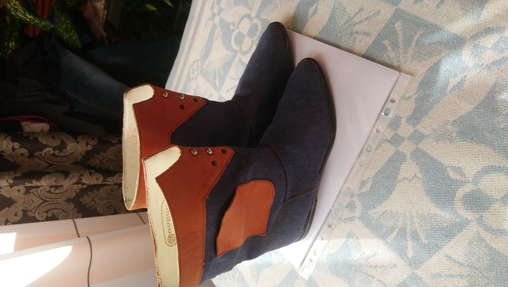 БОТИ дънкови с кожа, Български, Красиви,Оригинални.НЕобувани,ЧистоНови