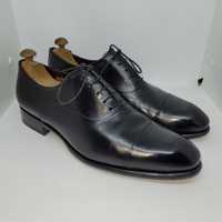 Santoni Black Leather Cap Toe Oxford Shoe, UK 9 / EU 44-44,5