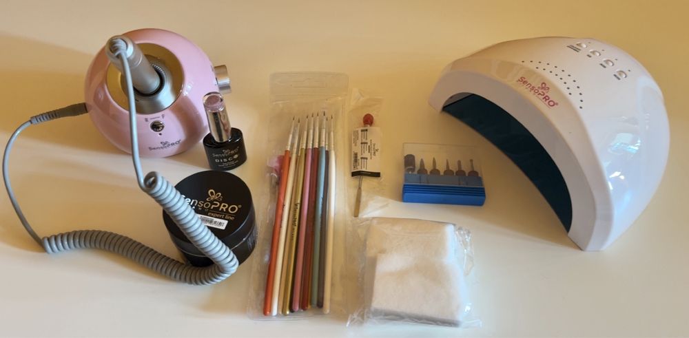 Kit Unghii Gel, lampa uv si pila electrica, accesorii cadou!