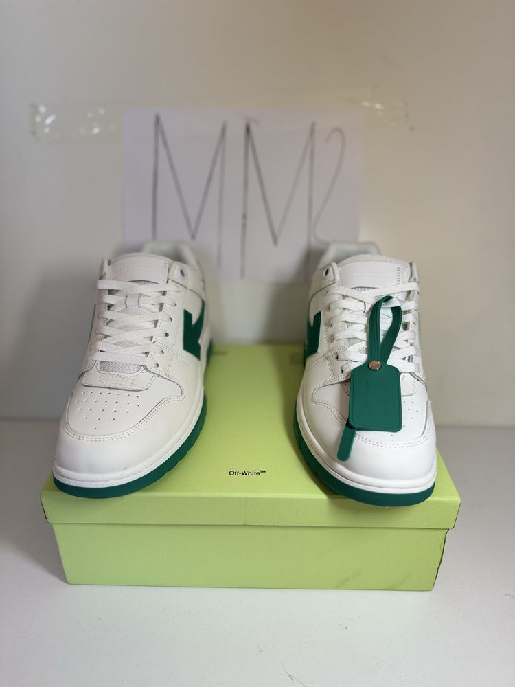 Adidasi Off-White Out Of Office Lace-Up Sneakers white and green