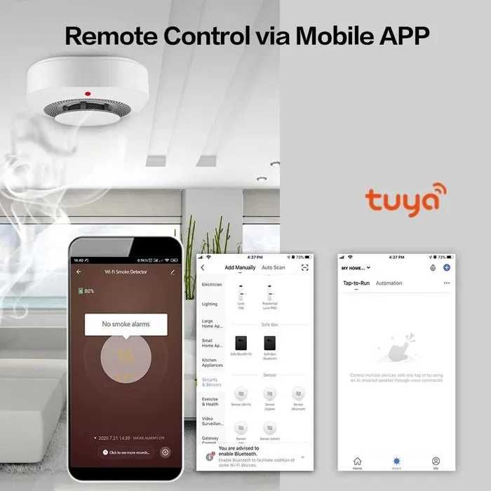 Detector smart scurgeri de fum Tuya WiFi- Detector monoxid de carbon