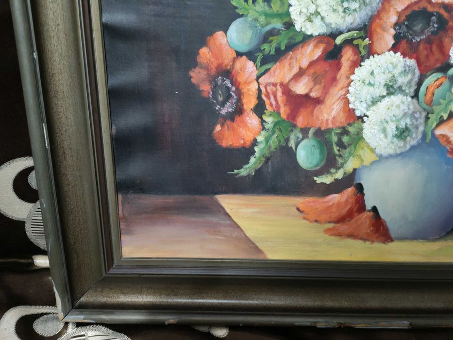 Tablou ulei pe panza - flori, rama masiva