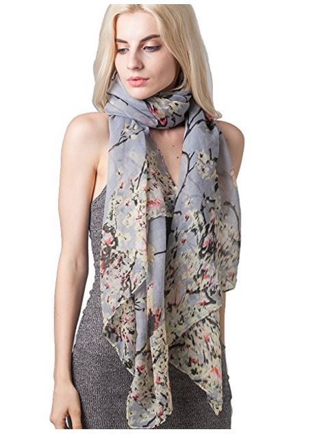 Esarfa, sal, dama, fluturi, lunga, floral, wrap