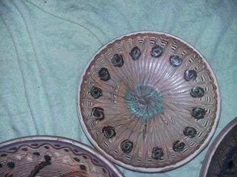 Farfurii decorative Ceausiste,farfurii lut veche pt.decor tip tablou