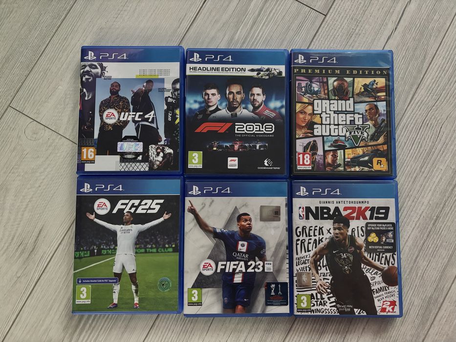 PS4 игри – FIFA 25, FIFA 23, GTA V, UFC 4, F1 2018, NBA 2K19