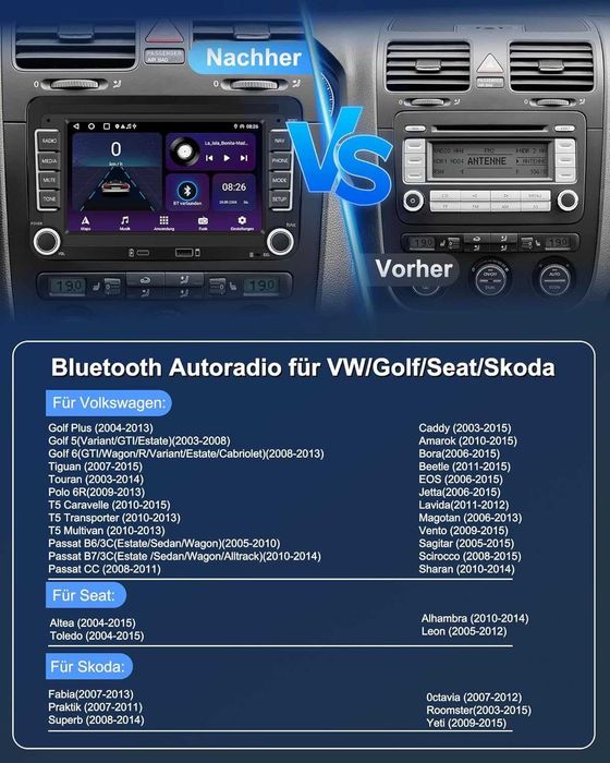 Navigatie auto Android VW Golf 5 6 T5 Polo 6r Caddy Passat Touran Seat