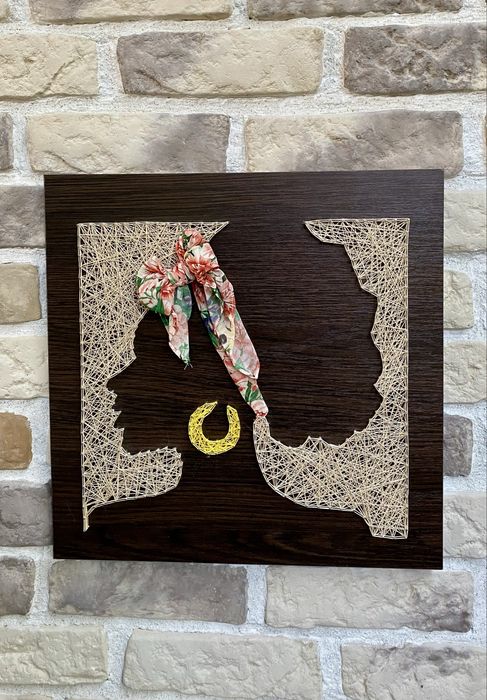 Tablou facut manual din ata si cuie - Firart