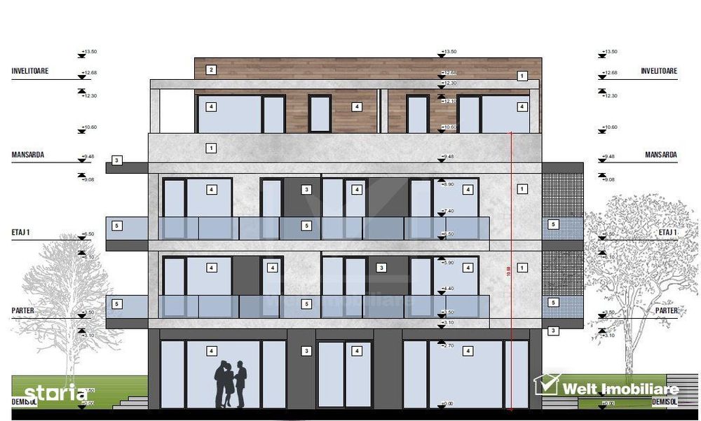 Apartament 1 cam decomandat, imobil nou Apahida zona centrala