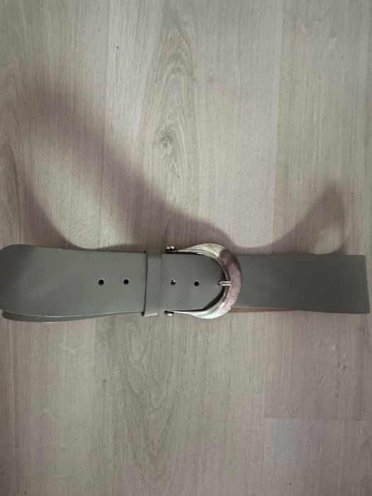 Curea lata din piele naturala Gri dama