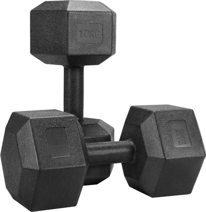 Set gantere hexagonale 2 x 10kg cu strat PVC |R 611019 Black