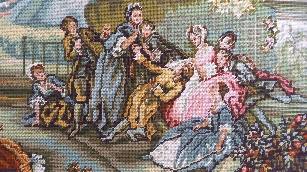 Голям стар гоблен с барокова рамка