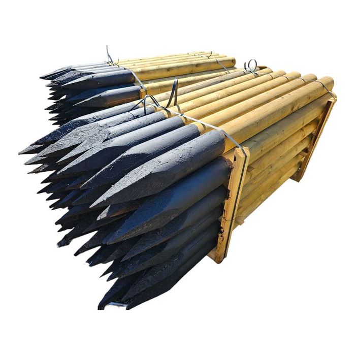 Stalpi rotunzi pentru gard din lemn tratat