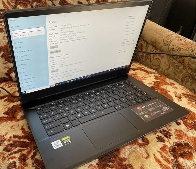 Laptop rtx3070  gaming i7 16gb ram 144hz  ca nou MSI GP66