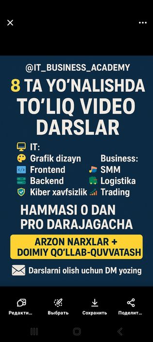 IT Darslari — Noldan Professional DarajagachaZamonaviy IT Ta’lim