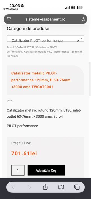 Catalizator 200 celule Pilot
