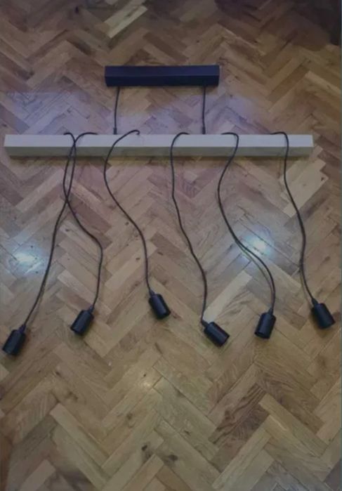 Lustra rustica cu lemn 6 becuri E27