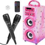 Boxă karaoke DYNASONIC Roz cu 2 microfoane SIGILATA