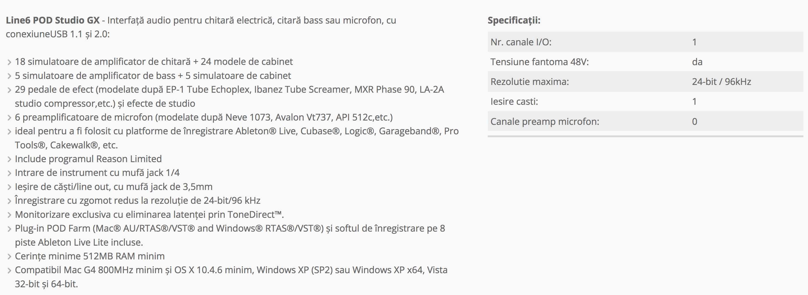 Procesor chitară - Line 6 POD Studio GX